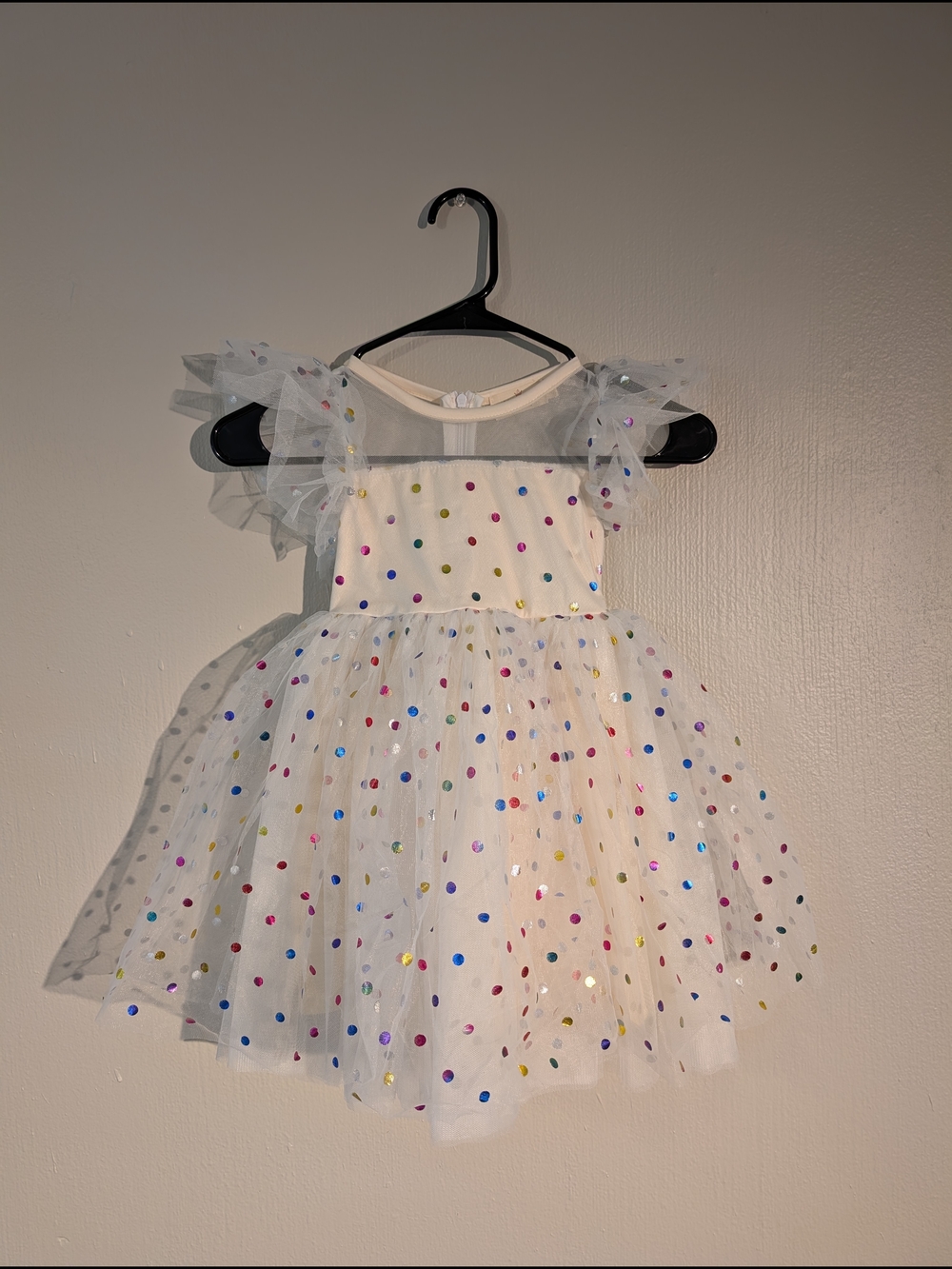 White Polka Dot Tulle Party Dress for Kids